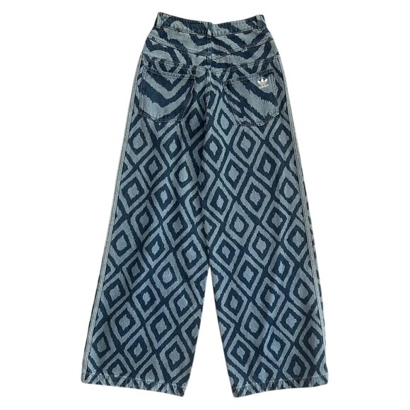 Adidas x Farm Rio Womens Wide Leg Track Pants Jeans 25 Baggy Loose Streetwear - Picture 2 of 15